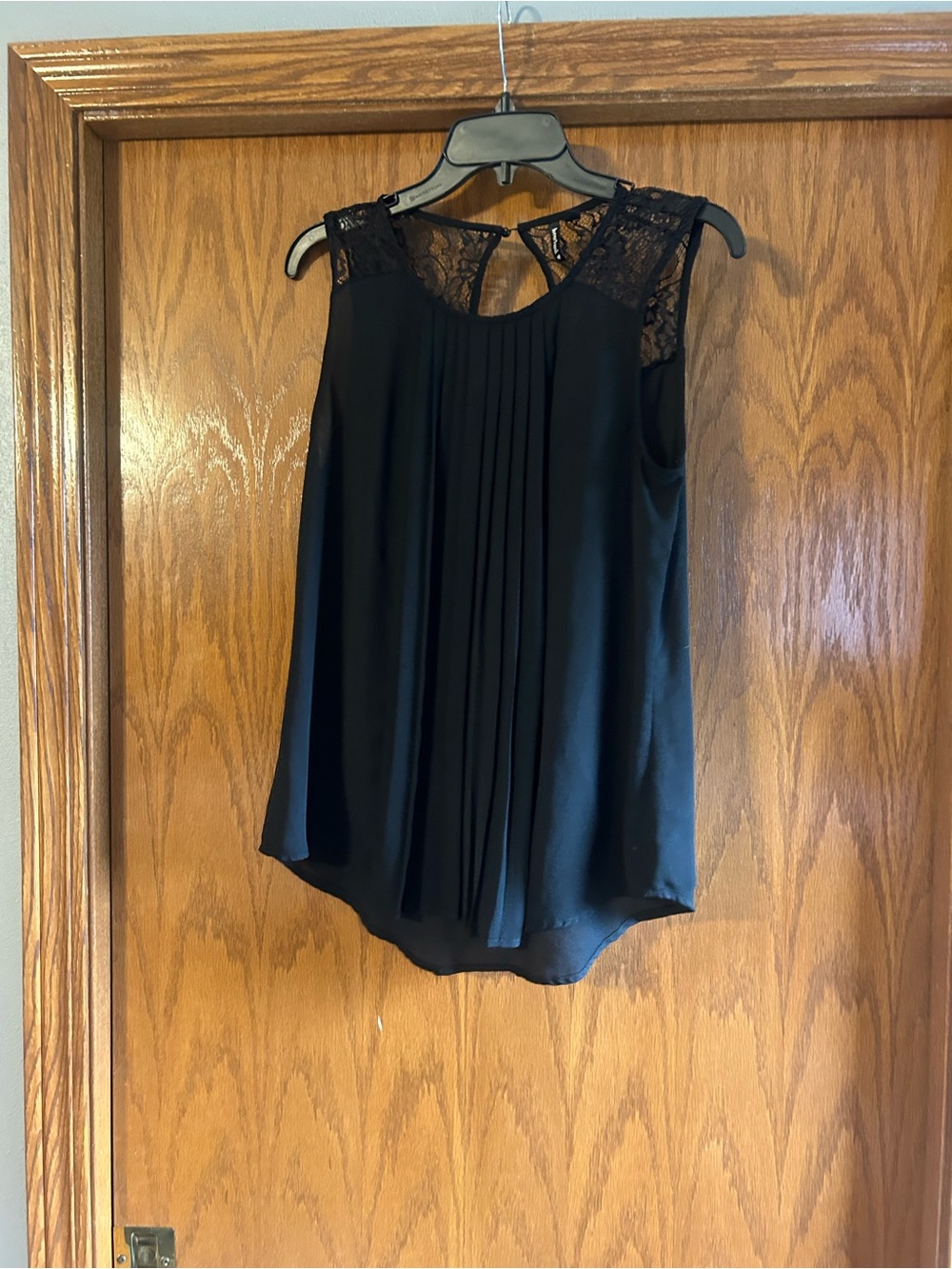 HeartSoul Black Lace Yoke Pleated Camisole